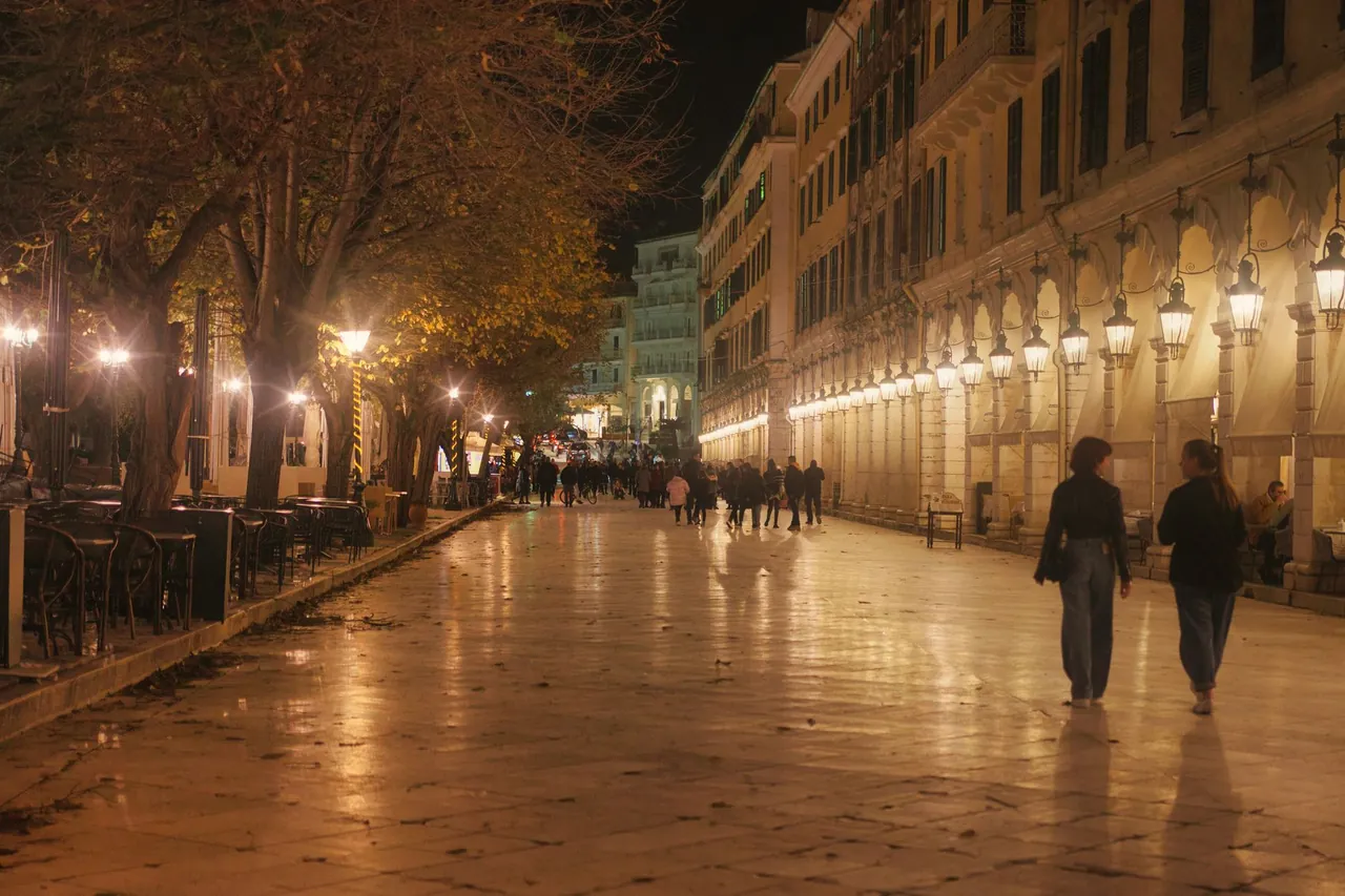 The arcaded Liston street in Corfu Town, Greece, built under French rule