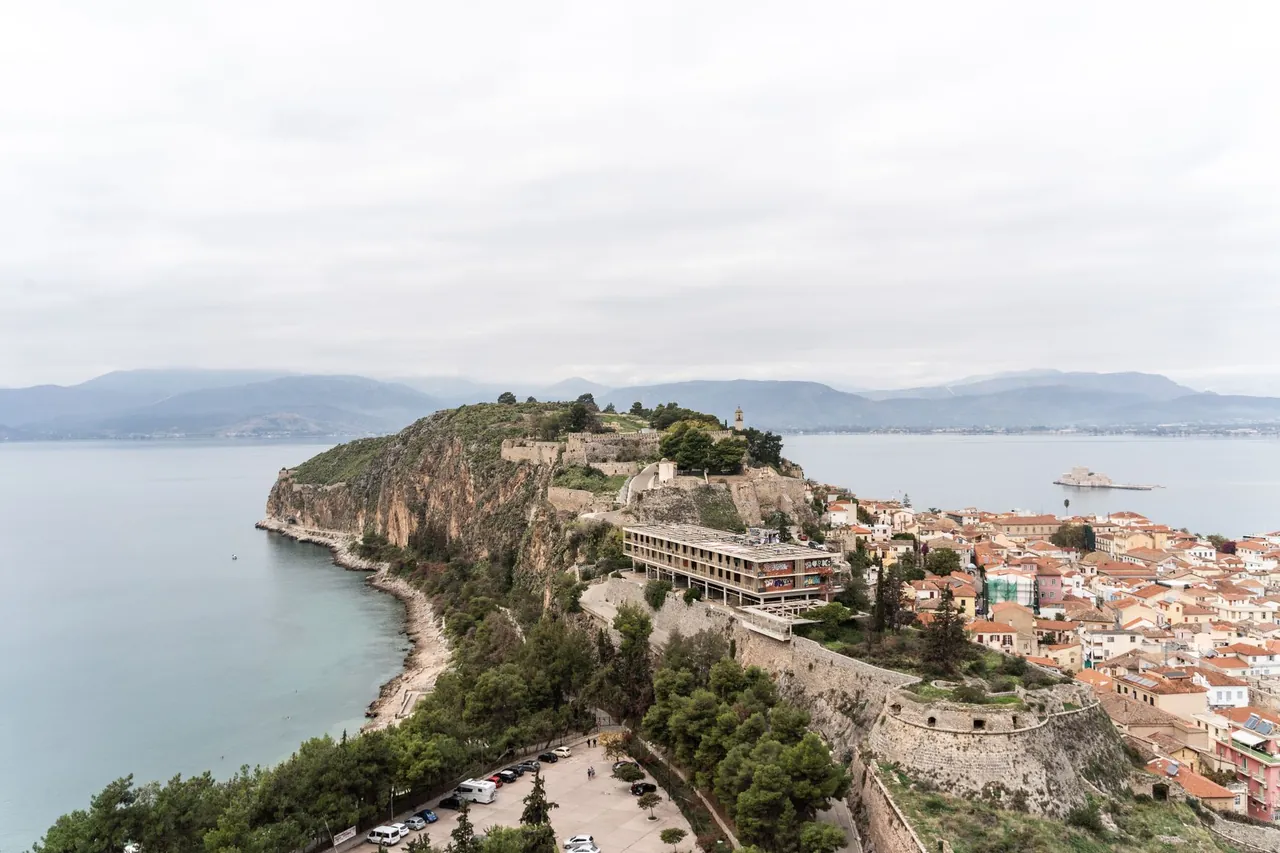 The waterfront and Venetian fortress of Nafplio in the Peloponnese, Greece