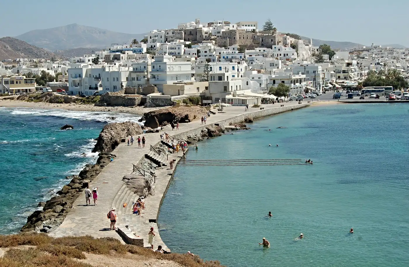 The marble Portara gateway at sunset on the islet by Naxos town, Cyclades, Greece