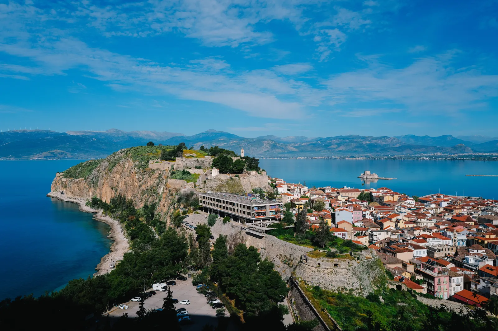 The Palamidi fortress above the harbour town of Nafplio in the Peloponnese