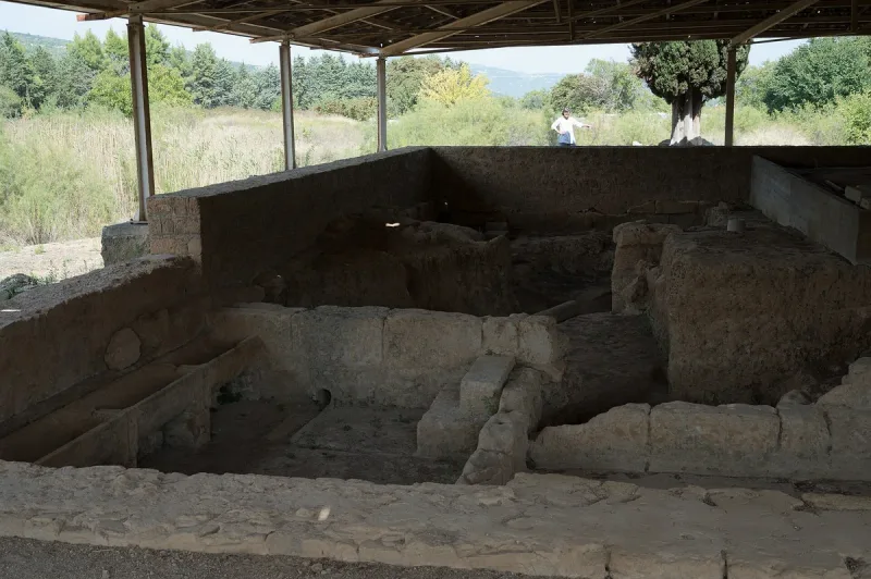 The Hellenistic bath at the Nemea archaeological site, under its protective canopy