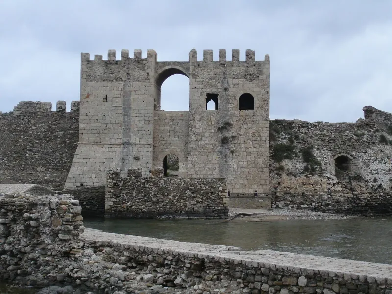 The Bourtzi tower of Methoni castle, at the end of the causeway