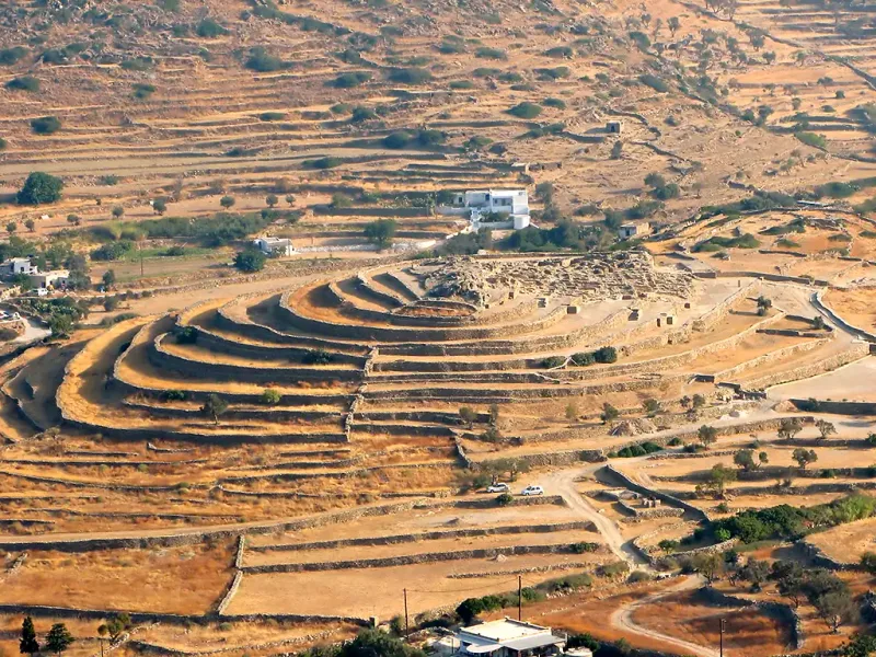 The terraces of the prehistoric settlement on Skarkos hill on Ios